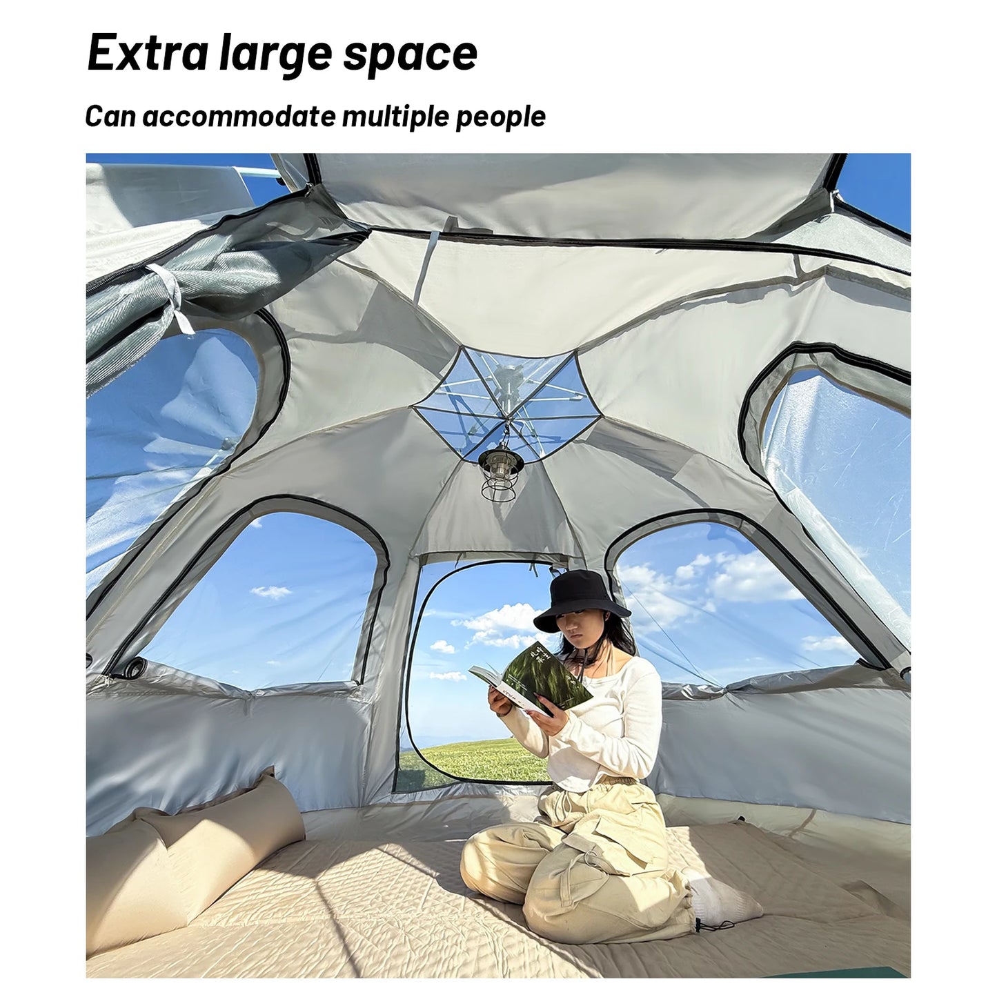 Spherical Hexagonal Camping Tent - Quick-Set Design with Sun/Wind-Resistant Oxford Fabric & 6-Sided Mesh Ventilation