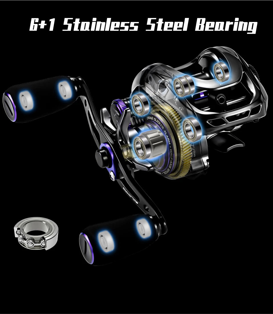 Soloking GKA200 Pro Baitcasting Fishing Reels 7.1:1/8.1:1 High-Speed Gear Ratio 9KG Drag Power 6+1 BB 30Levels Magnet Braking