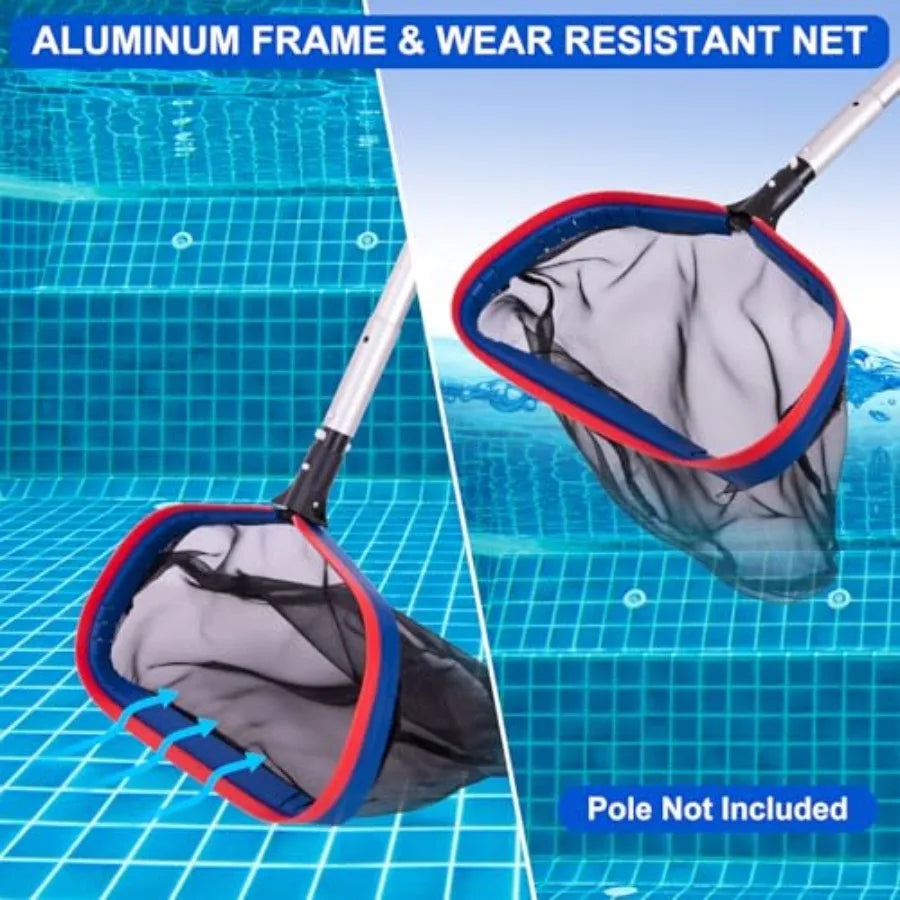 Deluxe Swimming Pool Cleaning Kit Including 20'' Pool Brush Head and Heavy Duty Pool Nets for Cleaning, 17.5''Pool Net Skimmer