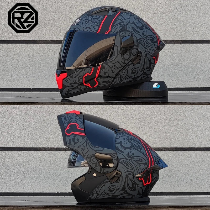 ORZ Personalised Motorcycle Full Face Helmet Men Women Fashion Dual Lens Helmets Motocross Racing Modular Flip Up Casco Moto