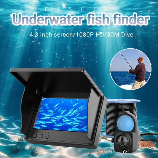 IP68 Waterproof Underwater Fishing Camera With Monitor Portable Fish Finder With Night Vision & Depth Finder HD Ice Lake Sea Boat Fishing Sonar Camera For Anglers Men