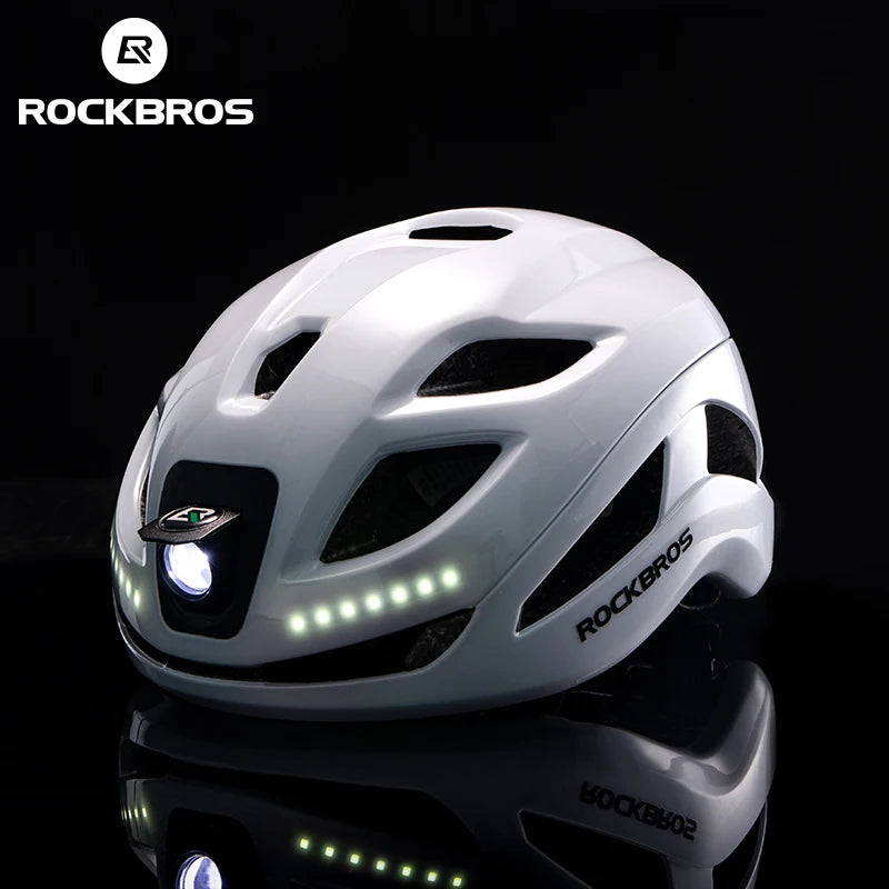 ROCKBROS Cycling Light Helmet Type-C Charging Electric LED Front Light Helmet Night Cycling Safety Helmet Bicycle Scooter Helmet