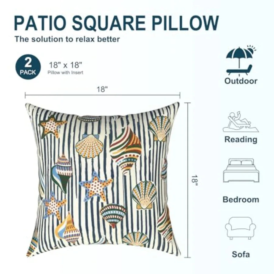Pack of 2 Waterproof Patio Decorative Throw Pillow for Home, Sofa, Bench and Patio Furniture