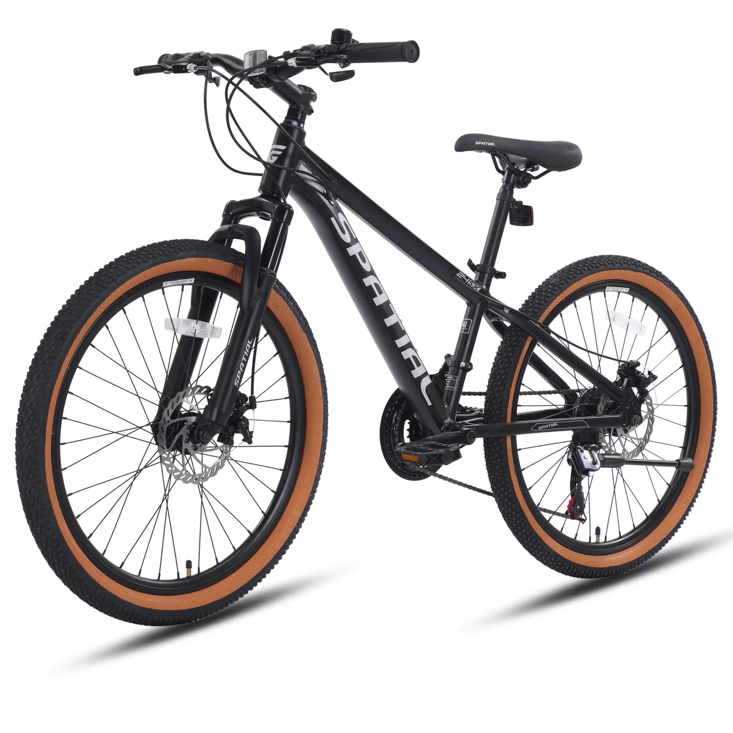 SPATIAL MT24FS 24 Inch Hardtail MTB, 21 Speed Mountain Bike, Bicycle for Teenagers and Adults, Lightweight Aluminum Frame, Suspension Fork, Front & Rear Disc Brakes