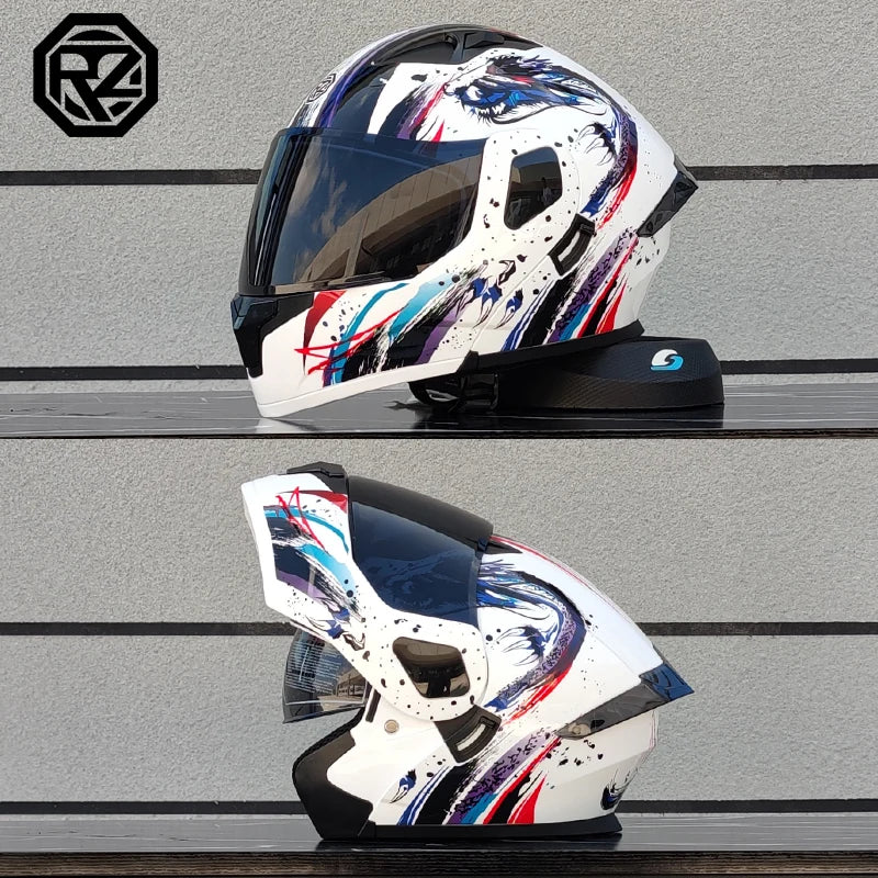ORZ Personalised Motorcycle Full Face Helmet Men Women Fashion Dual Lens Helmets Motocross Racing Modular Flip Up Casco Moto