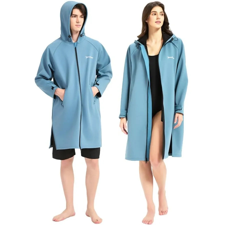 Waterproof & Windproof Fleece Lined Surf Poncho - Oversized Jacket for Swimming
