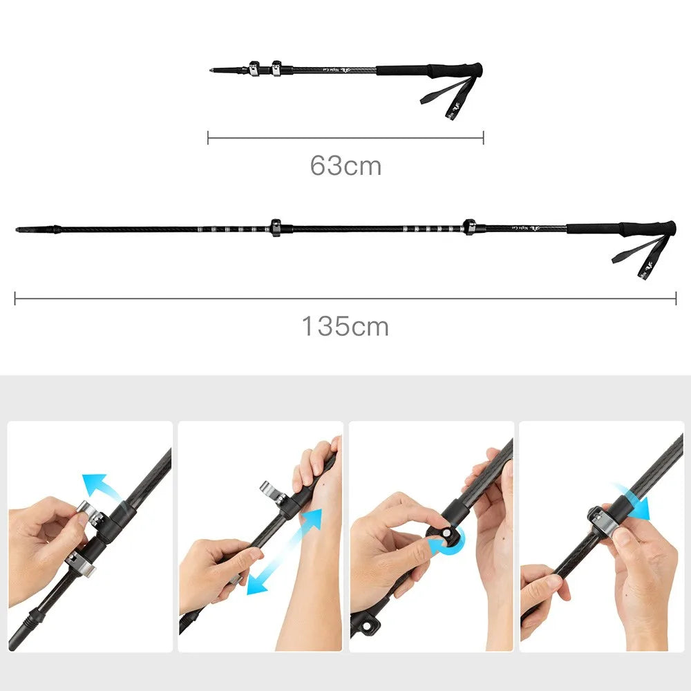 Night Cat Collapsible Trekking Pole: Lightweight Hiking Stick Adjustable Walking Pole for Backpacking Climbing