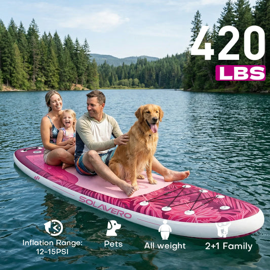 323/335/350cm Inflatable SUP Board with Accessories, 3 Removable Fins & Adjustable Paddle | Non-Slip Adult Paddle Board in Various Designs for All Water Activities