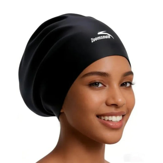 X- Silicone Swim Cap for Long Hair, 14.2in Long Waterproof Anti-Leak Seal for Braids, Dreadlocks, Weaves, Afros and Curls, Swim