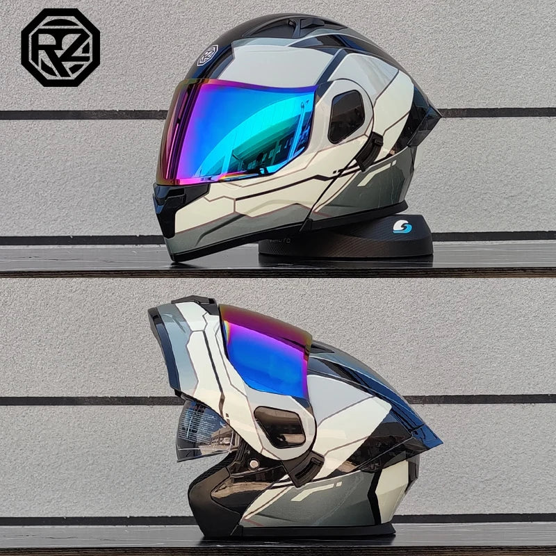 ORZ Personalised Motorcycle Full Face Helmet Men Women Fashion Dual Lens Helmets Motocross Racing Modular Flip Up Casco Moto