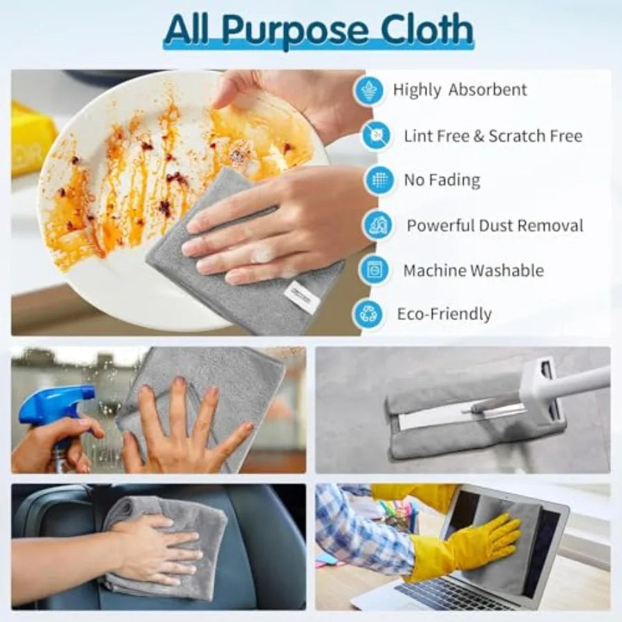 Microfiber Cleaning Cloth -Pack of 24, Highly Absorbent 16"X12"