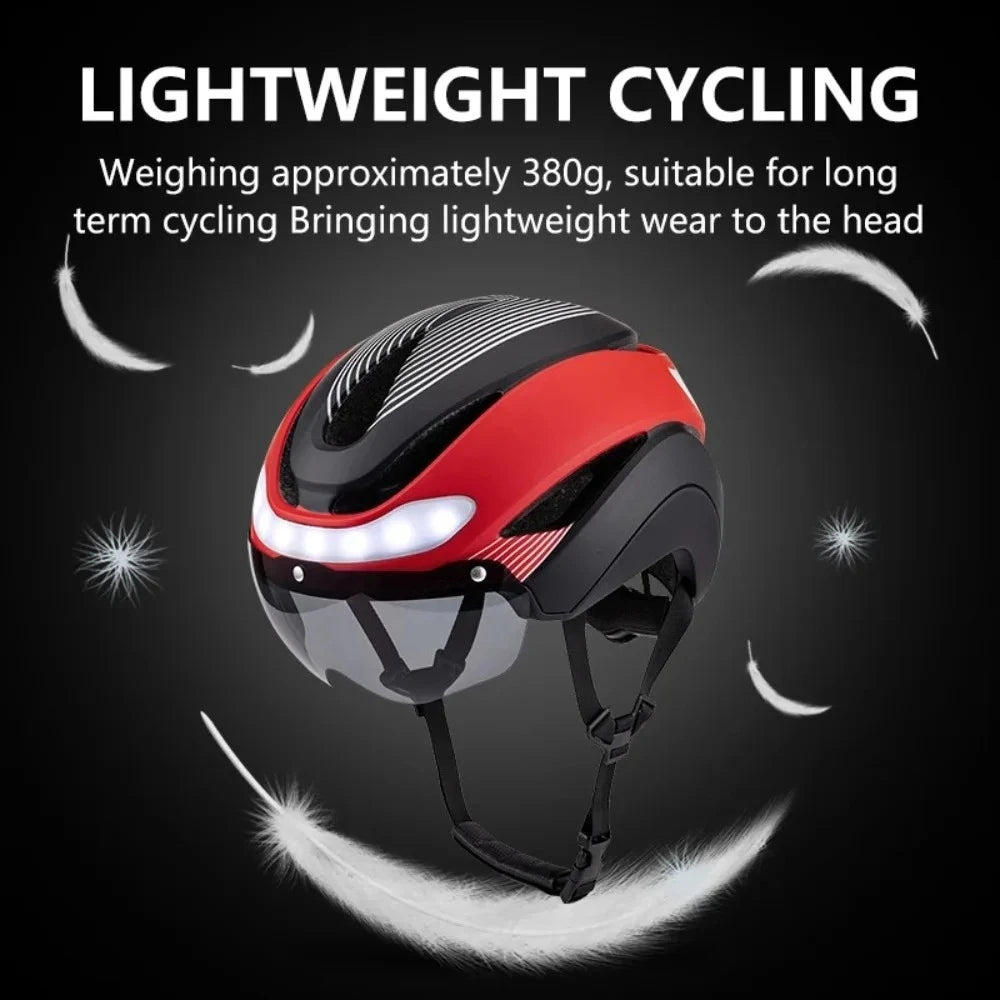 LUMDEER Road Bicycle Turn Signal Helmet With Magnetic Googles & Sun Visor  Ride Racing Ultralight Adult Road Bike Front And Rear