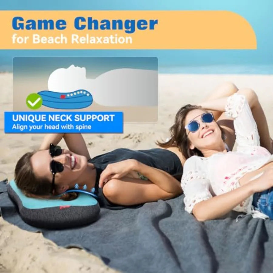 Beach Pillow for Sand -Pack, Washable Inflatable Pillows for Pool, Portable Camping Pillows with Removable Cover, Soft Air Sand