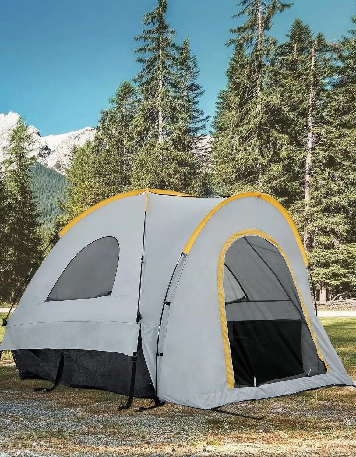 Waterproof Double Layer Pickup Truck Bed Tent with Awning – Portable Camping Shelter for 2–3 Persons, Fits 5–8.2 ft Beds – Compatible with Chevrolet Silverado 1500, F150, Ram 1500, Toyota Tundra, GMC Sierra 1500, 2500