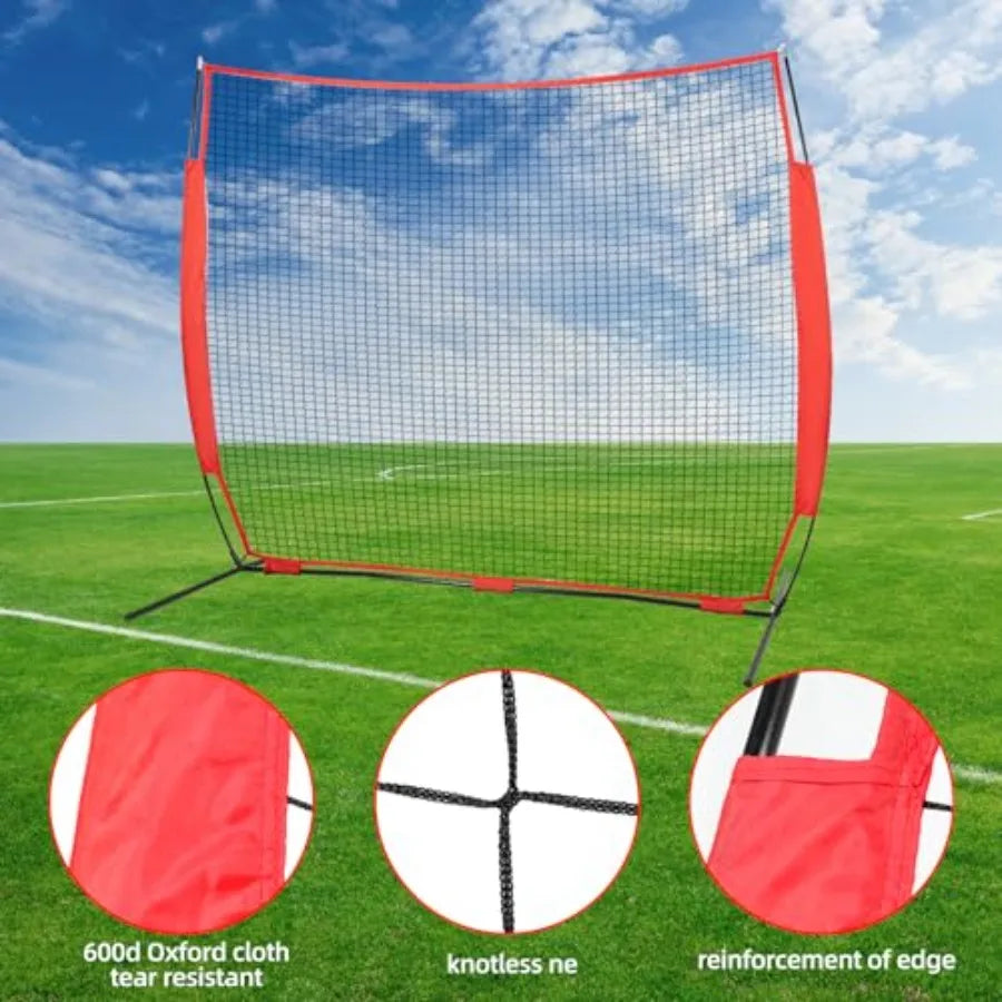 7x7ft/10x16ft/10x20ft Portable Sport Net Backstop Net for Softball, Lacrosse, Soccer with Handbag and 12 Ground Nails.