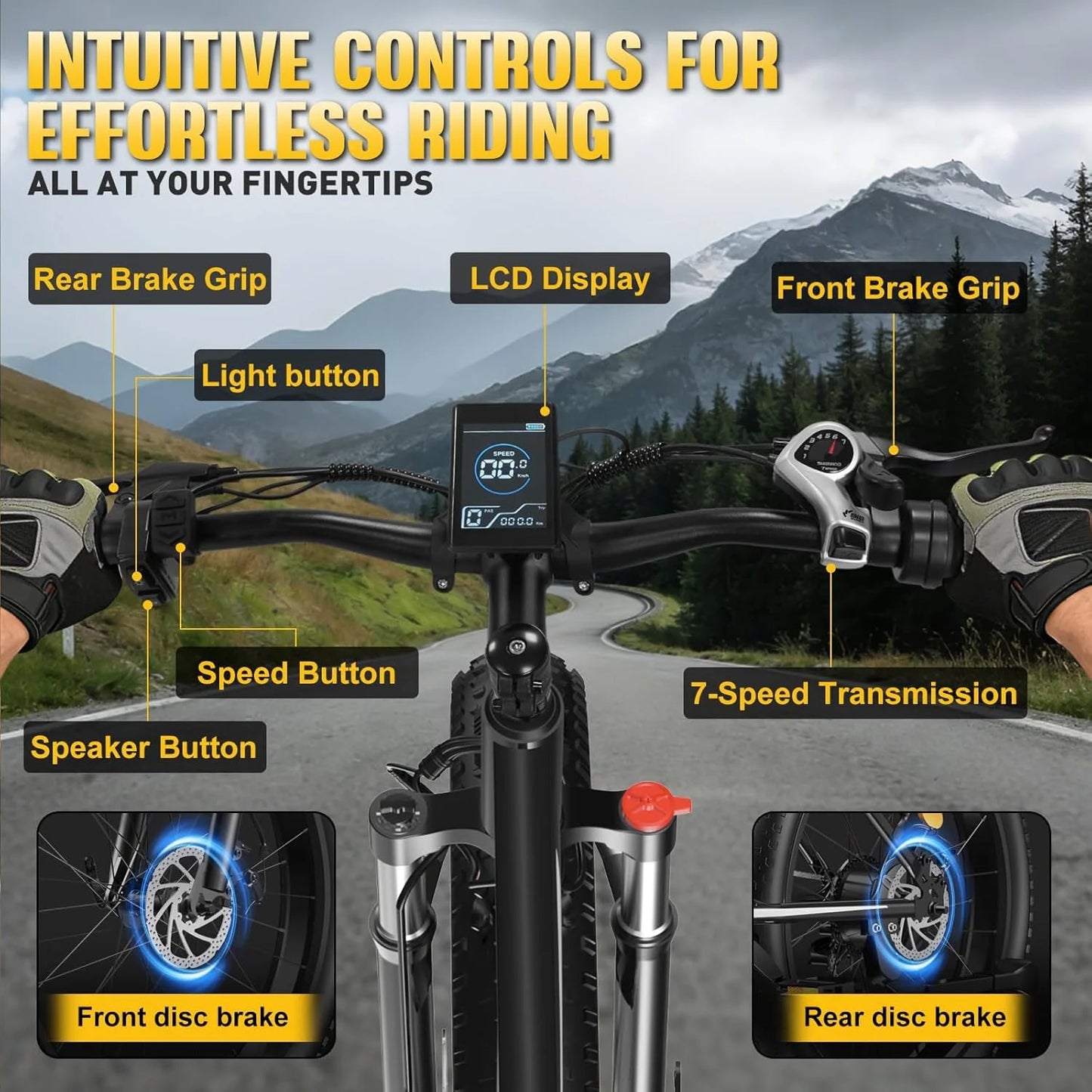 Electric Dirt Bike for Adults 1500W Motor Electric Motorcycle Black 31 MPH High-Speed E-bike Battery 48V 15AH Off-Road E Bike