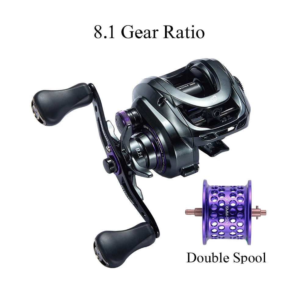 Soloking GKA200 Pro Baitcasting Fishing Reels 7.1:1/8.1:1 High-Speed Gear Ratio 9KG Drag Power 6+1 BB 30Levels Magnet Braking