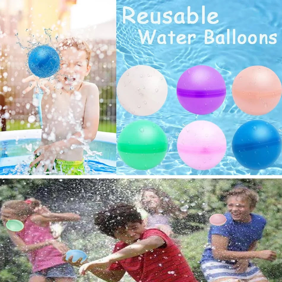 6-60PCS Reusable Silicone Water Balloons Fast Fill Auto Sealing Water Bombs Summer Outdoor Party Game Toys
