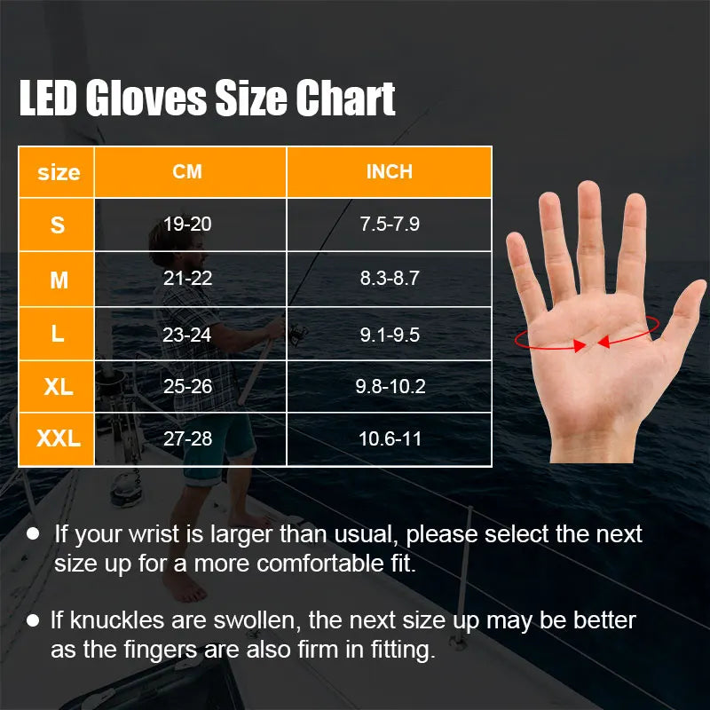 DAYWOLF Led Gloves Mountain Hiking Cycling Fishing Outdoor Night Sports Anti Slip Lighting Touch Screen Half Finger Men Green
