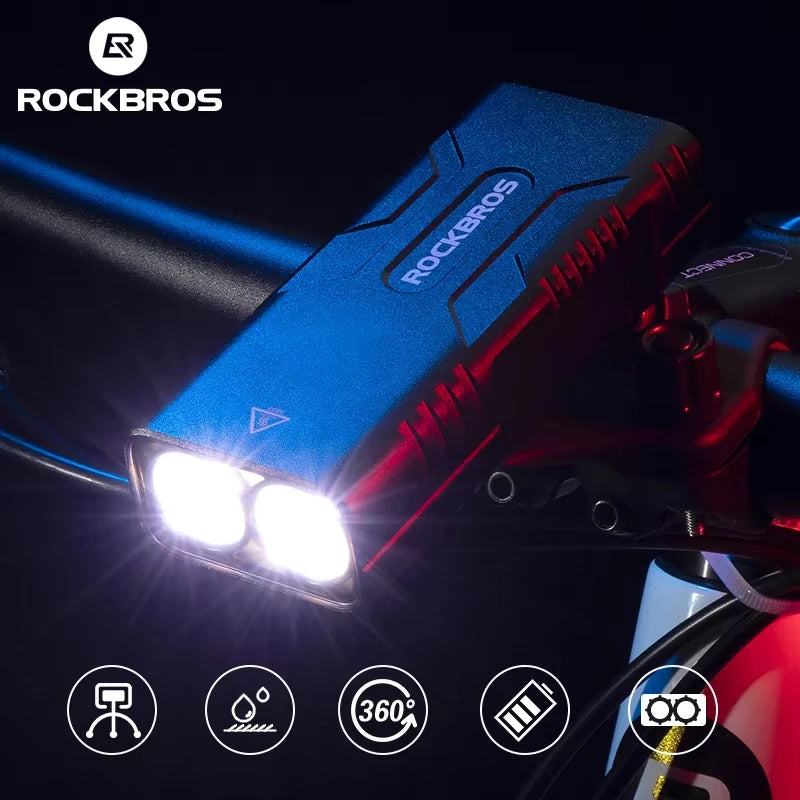ROCKBROS Bicycle Light  2T6 LED 10W 10000 mAh Bike Front Lamp Flashlight Cycling Equipment MTB  Road Bike Flashlight