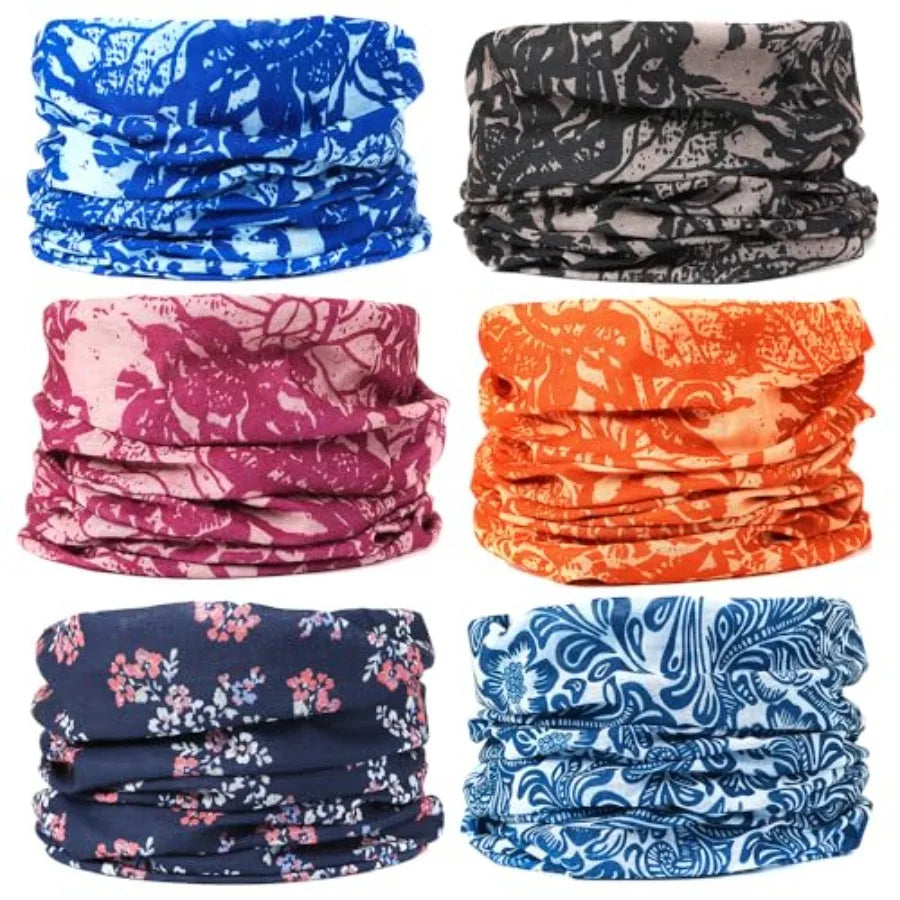 6-Pack Balaclava Face Mask for Men and Women - UV Protection Neck Gaiter, Multi-Use Cycling Mask and Breathable Headband
