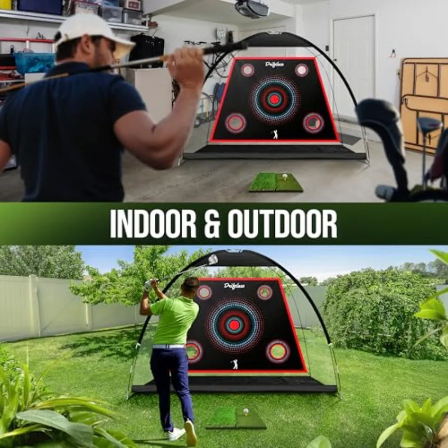Golf Net 10x7 ft Practice Net for Backyard Driving, Indoor Hitting Net with Mat, A Great Gift for Golfers