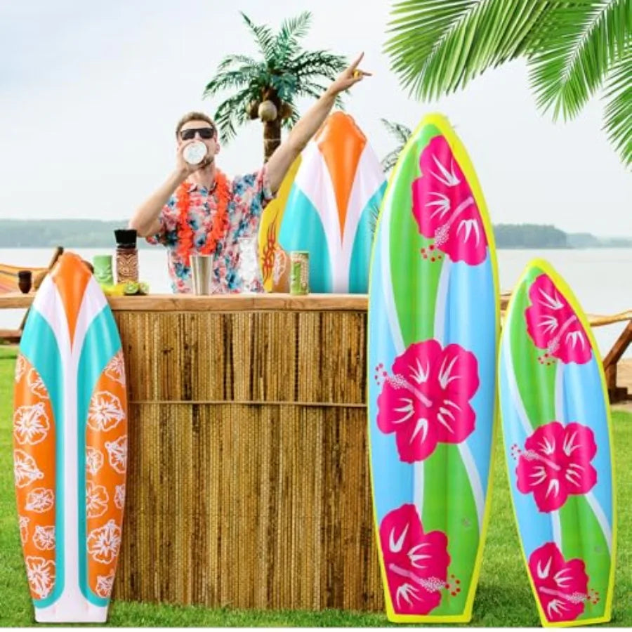 4 Pcs flatable Surf Board flatable Luau Party Decorations Blow up Surfboard