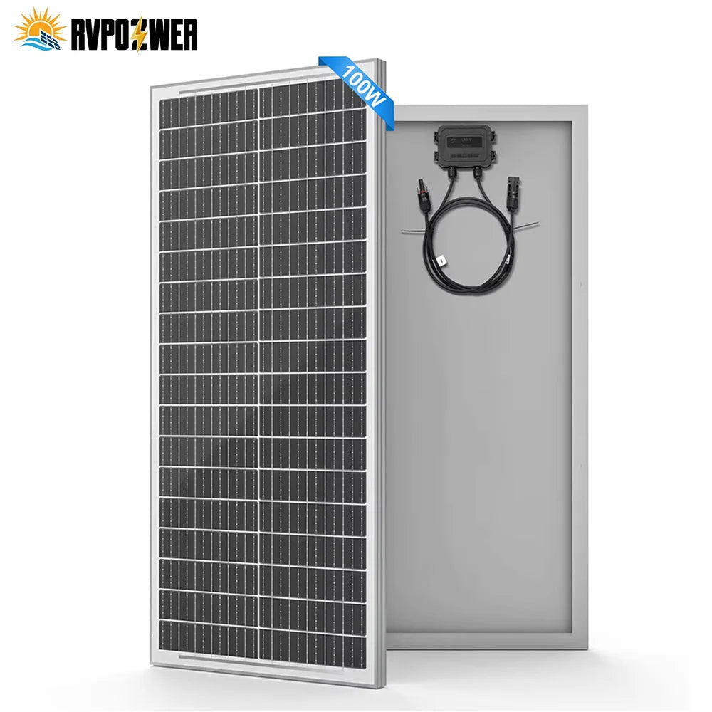 RVPOZWER 400W/200W/100W Rigid Solar Panels 18BB N-Type Mono Cells 25% High-Efficiency PV Power for Home Rooftop Camping Off Grid