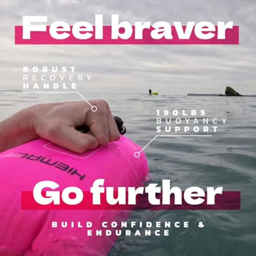 Swim Buoy for Open Water with Dry Bag 15L - Fully Waterproof Swim Bubble - Be Safe with Higher Visibility, Toughened Nylon and