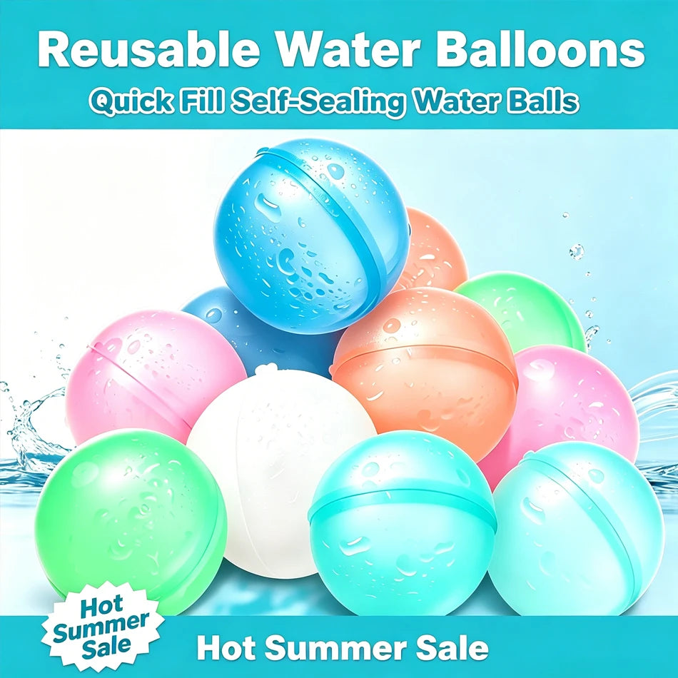6-60PCS Reusable Silicone Water Balloons Fast Fill Auto Sealing Water Bombs Summer Outdoor Party Game Toys