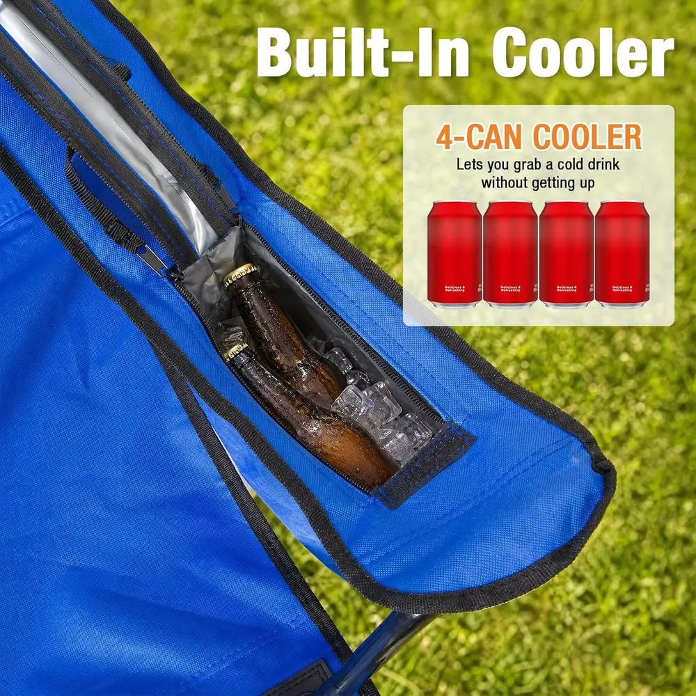 Camping Chairs or Adults 2 Pack, olding Chair with 4-Can Cooler Bag & Cup Holder, Portable Heavy Duty Outdoor Chair with Mesh Ba