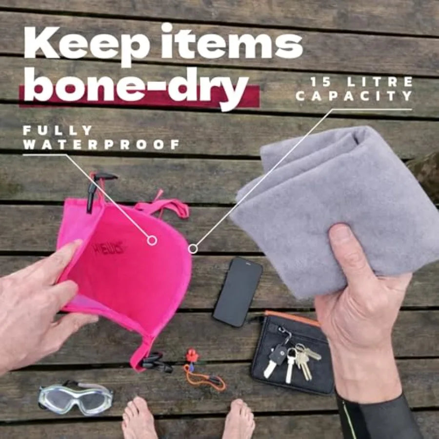 Swim Buoy for Open Water with Dry Bag 15L - Fully Waterproof Swim Bubble - Be Safe with Higher Visibility, Toughened Nylon and