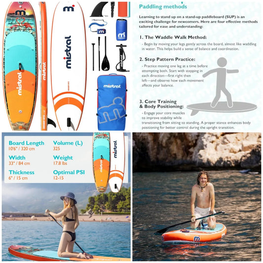 Inflatable Stand Up Paddle Board with SUP Accessories, 10'6''x33''x6'' All-Round SUP for Family