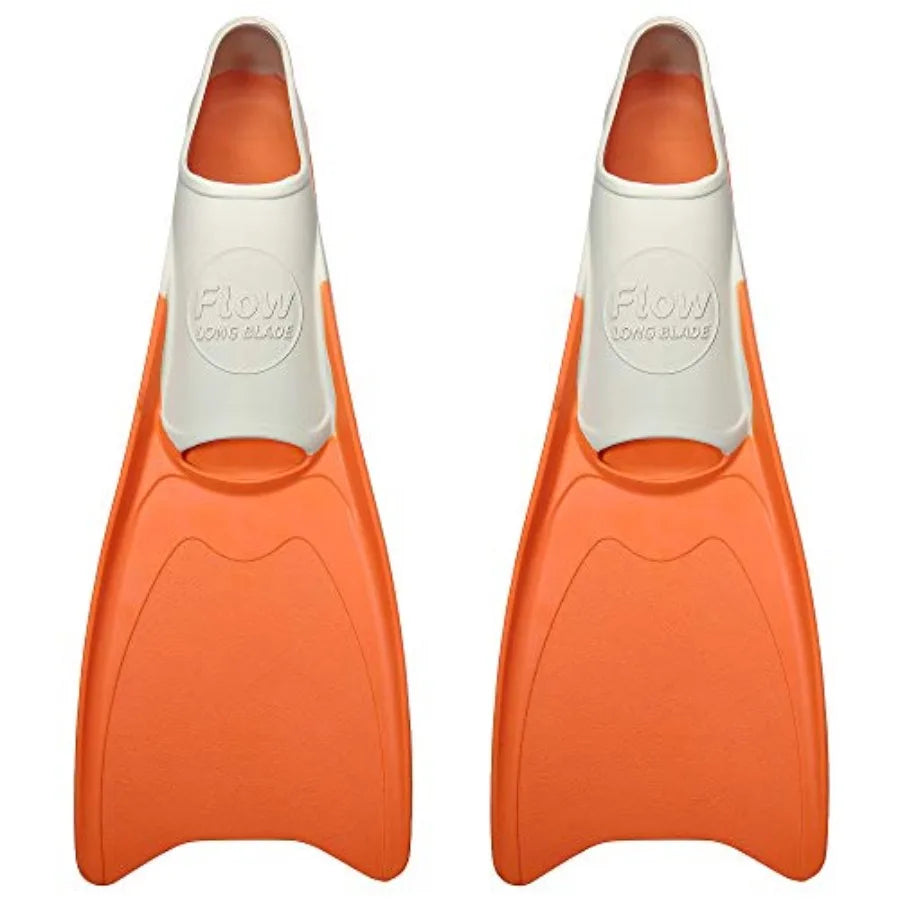 Flow Premium Rubber Long Fins for Swim and Lap Training - Youth Sizes for,Young Men, and Women