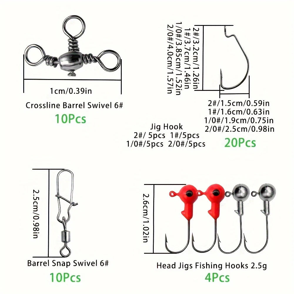 187pcs Ultimate Fishing Kit Set - Complete Tackle Box with Premium Fish Hooks, Bait Parts, Sinkers, and More