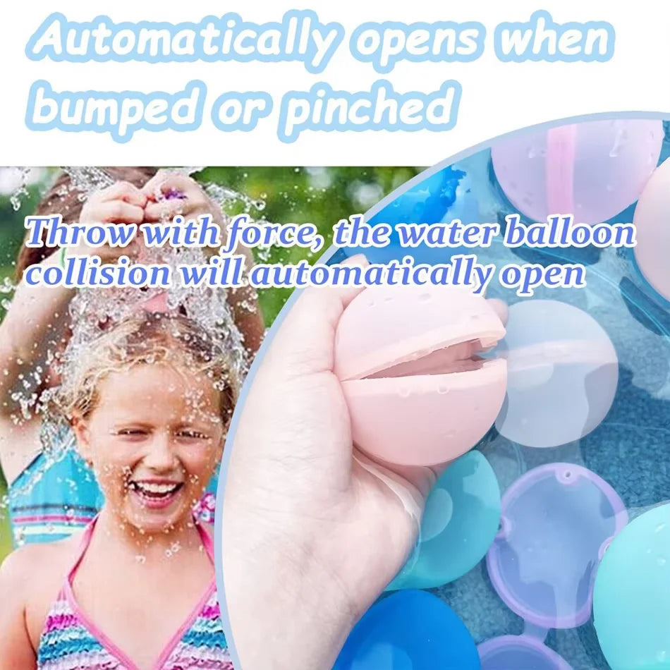 6-60PCS Reusable Silicone Water Balloons Fast Fill Auto Sealing Water Bombs Summer Outdoor Party Game Toys