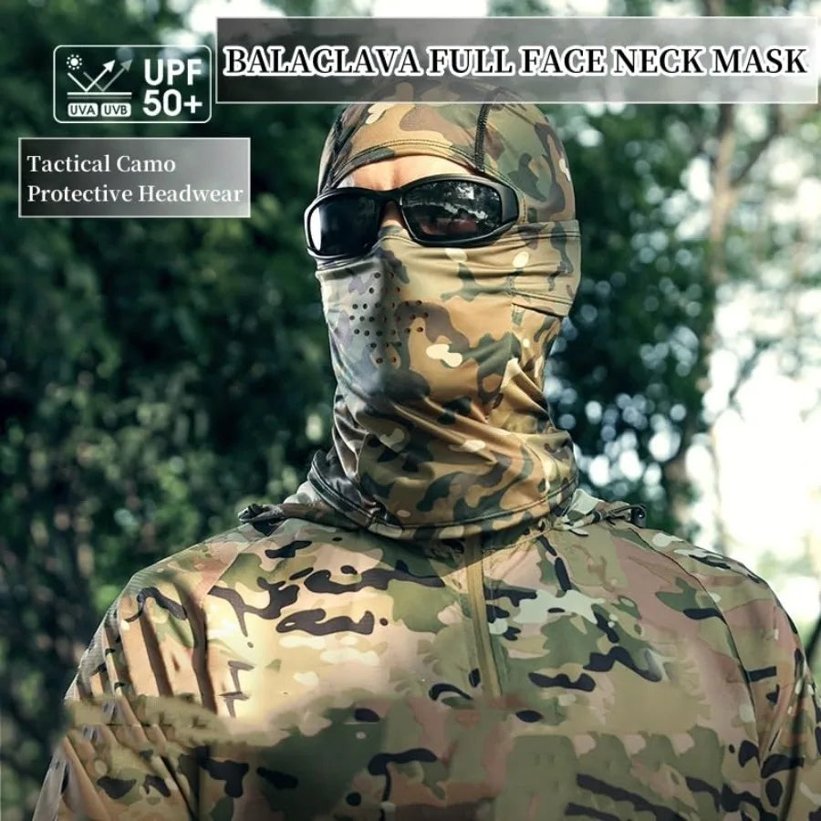 Camo Balaclava Face Mask for Men Women UV Sun Protection Cycling Neck Scarf Gaiter Head Breathable Motorcycle