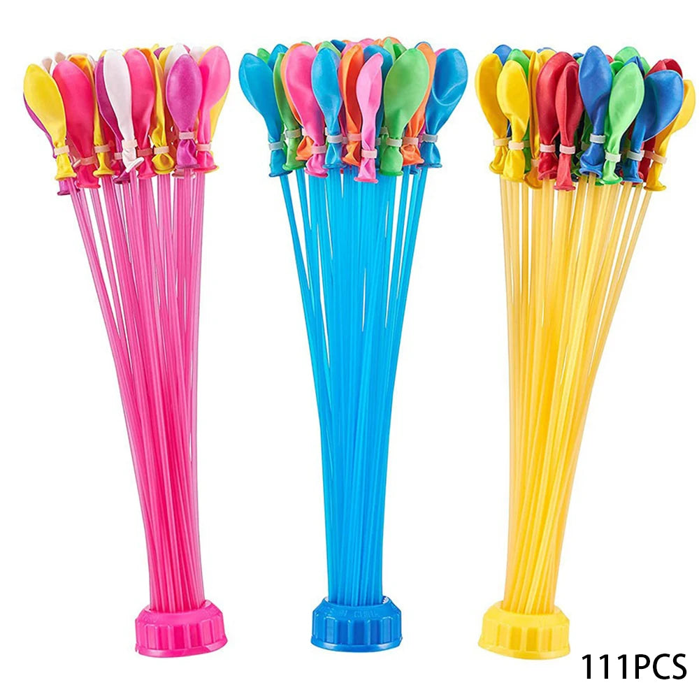 111 Pcs Quick Fill Water Balloons with Stand Easy Self-Sealing for Kids Adults, Summer Beach Pool Party Outdoor Toys