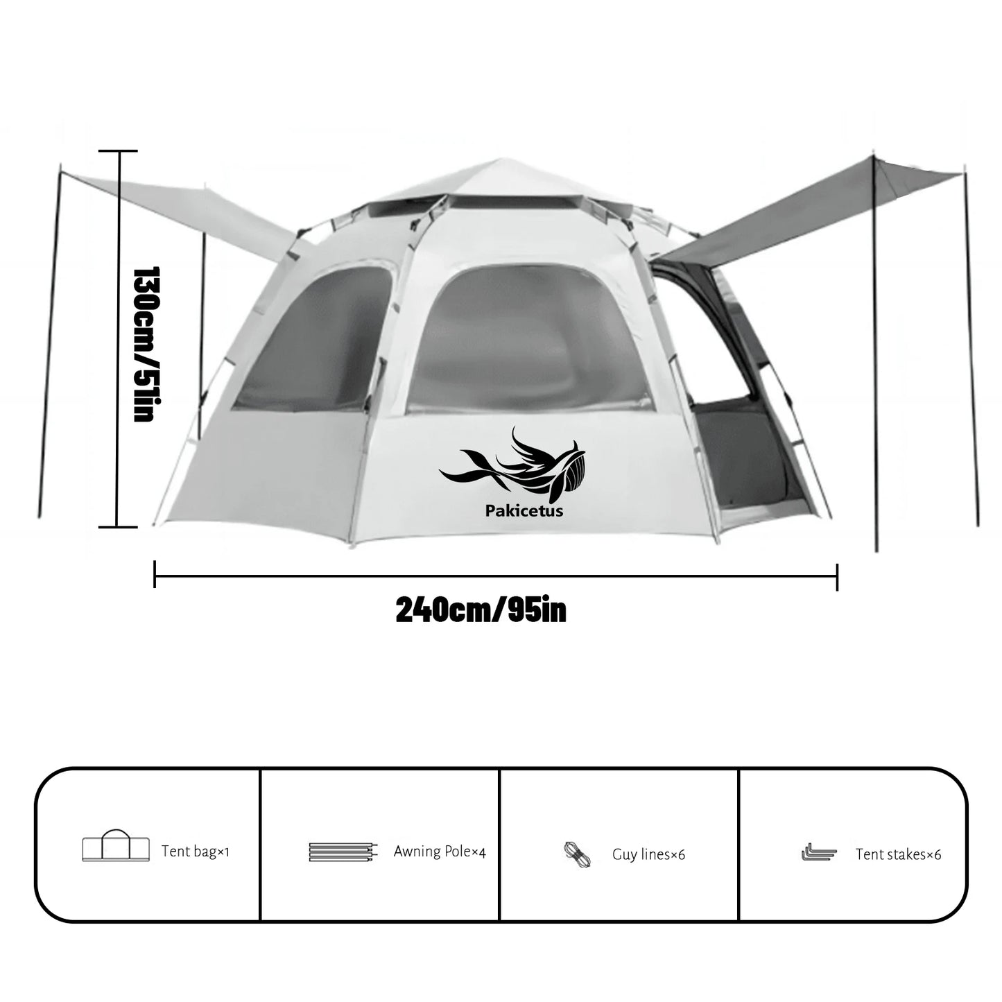 Spherical Hexagonal Camping Tent - Quick-Set Design with Sun/Wind-Resistant Oxford Fabric & 6-Sided Mesh Ventilation