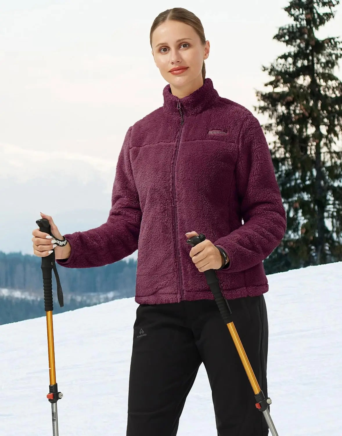 Women's Fuzzy Fleece Jacket with Full Zip for Spring Fall Winter
