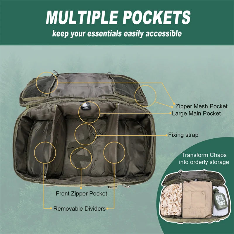 LQARMY 30L 45L 80L Outdoor Mountaineering Bag Molle Tactical Backpack Large Duffel Bag Hiking Camping Travel Bags