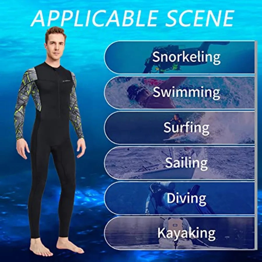 Dive Skins for Men Full Body Swimsuit Rash Guard Scuba Skin Thin Wetsuit, One Pcs Long Sleeve Quick Dry Diving Skin UV Pr
