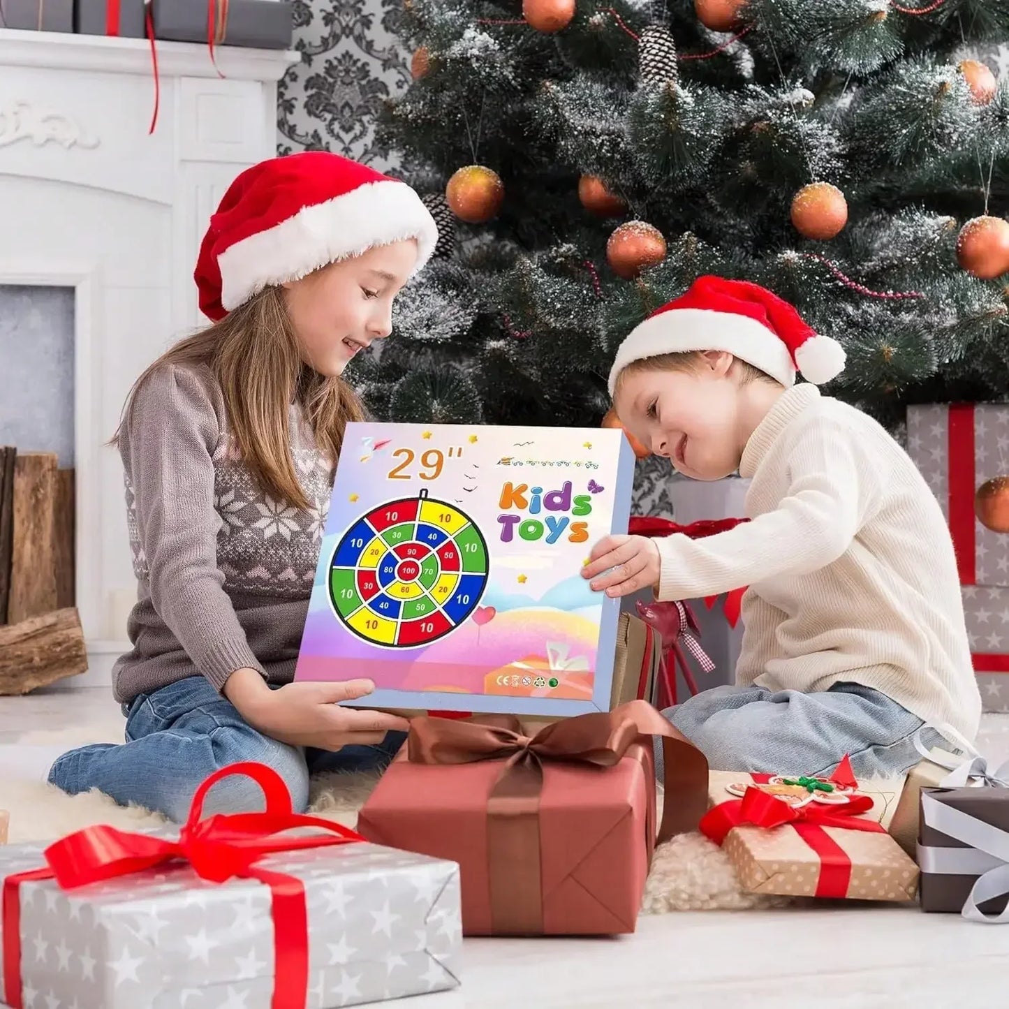2026 29" Large Dart Board For Kids, Kids Dart Board With Sticky Balls, Boys ToyS,Indoor/SportOutdoor Fun Party Play Game Toys, Birthday Gifts For 3 4 5 6 7 8 9 10 1112 YearOldBoys Girls