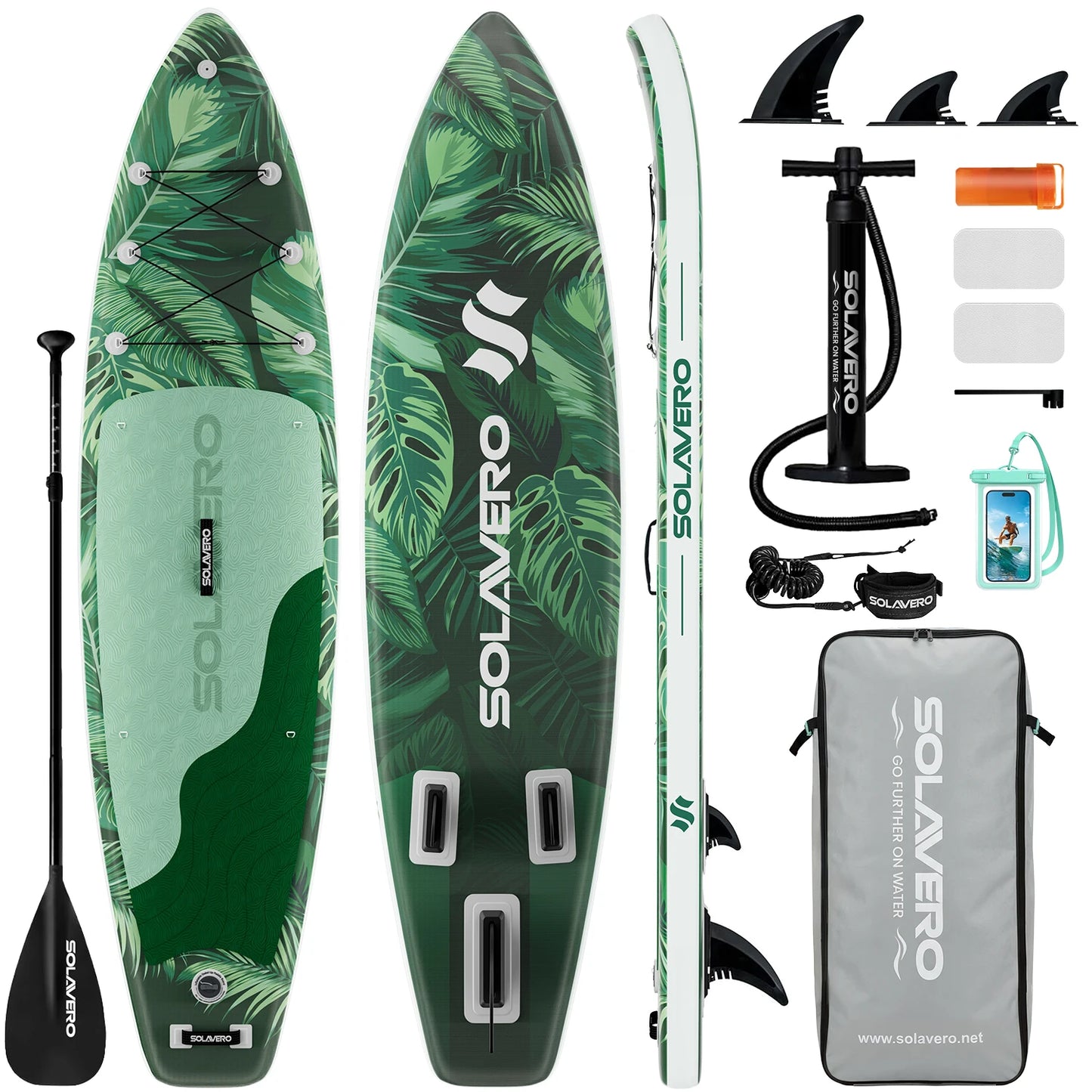 323/335/350cm Inflatable SUP Board with Accessories, 3 Removable Fins & Adjustable Paddle | Non-Slip Adult Paddle Board in Various Designs for All Water Activities