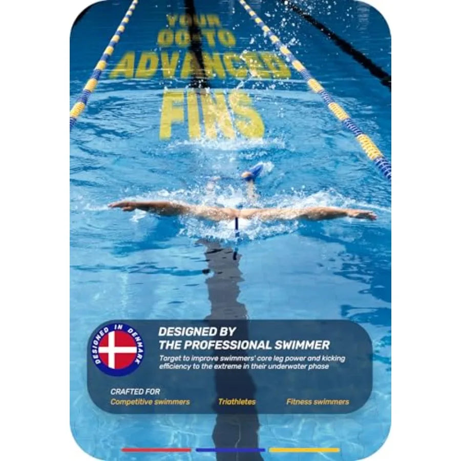 Pro Swim Training Fins with Mesh Bag, Silicone Short Professional Swimming Fins, Left-Right Customized Open Heel Flippers