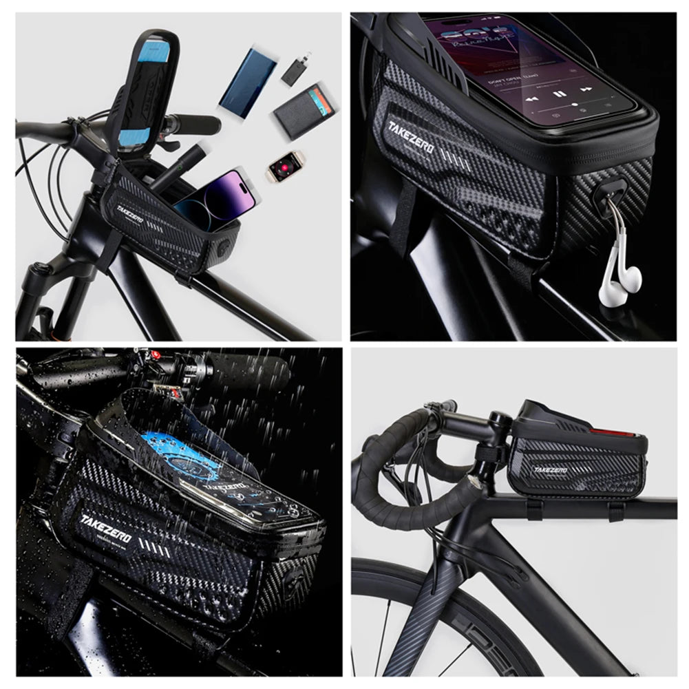 1L Bicycle Upper Tube Bag Waterproof Bike Front Frame Bag 6.8 Inch Touch Screen Road Bike Accessories
